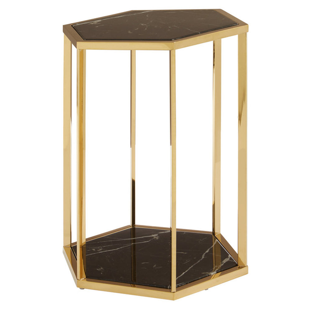 Olivias Piper Hexagon Gold Side Table