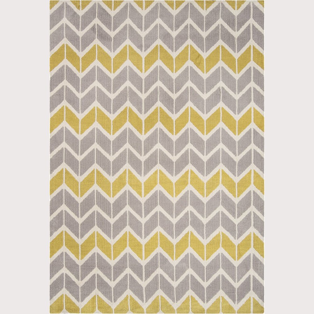 Asiatic Carpets Arlo Machine Knitted Rug Chevron Lemon Grey 200 X 300cm