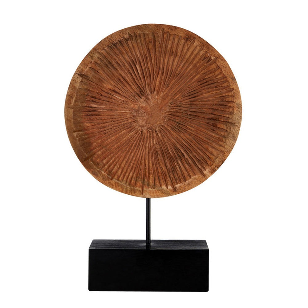 Product photograph of Olivia S Carved Wooden Disc On Stand from Olivia's