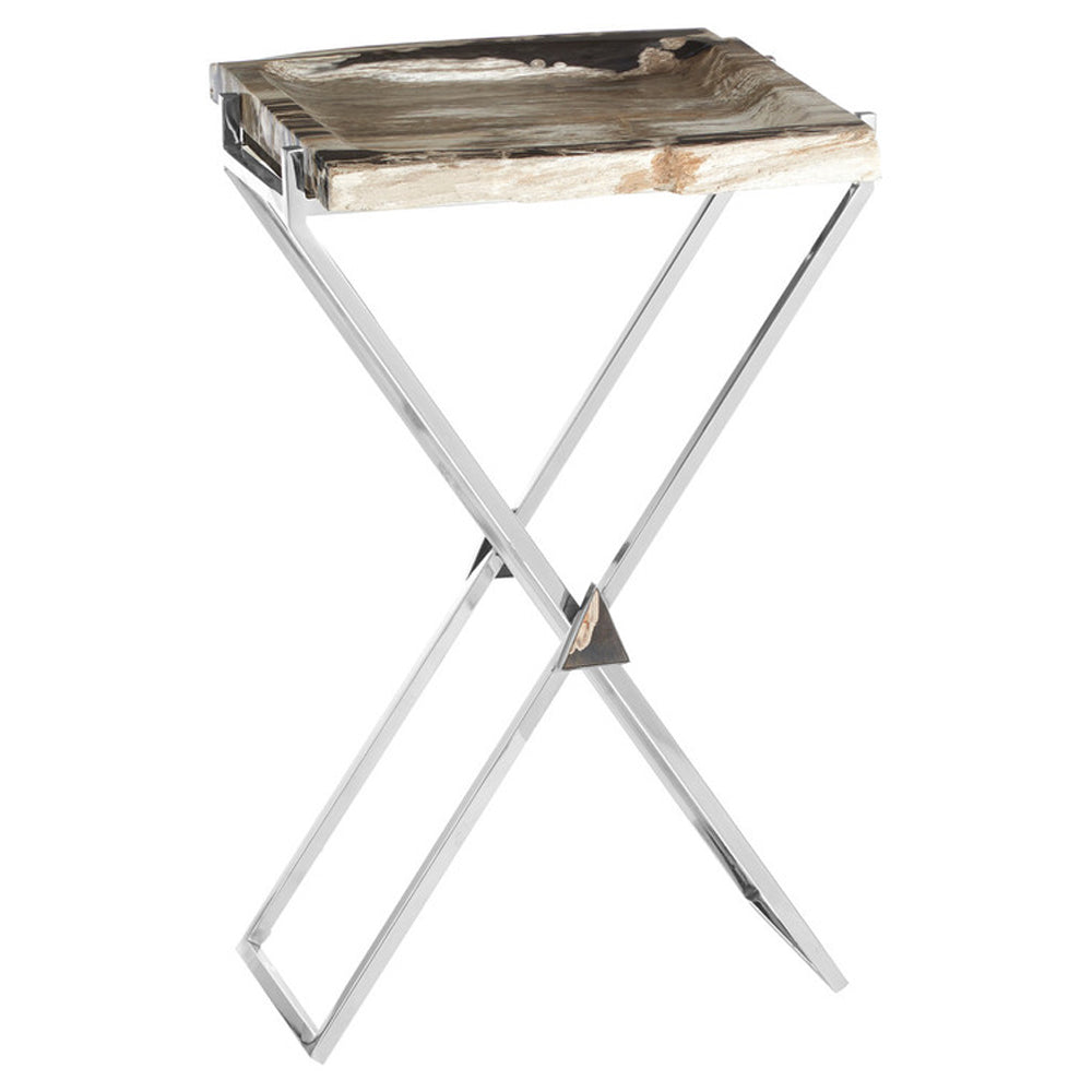 Product photograph of Olivia S Natural Living Collection - Dark Petrified Wood Side Table from Olivia's