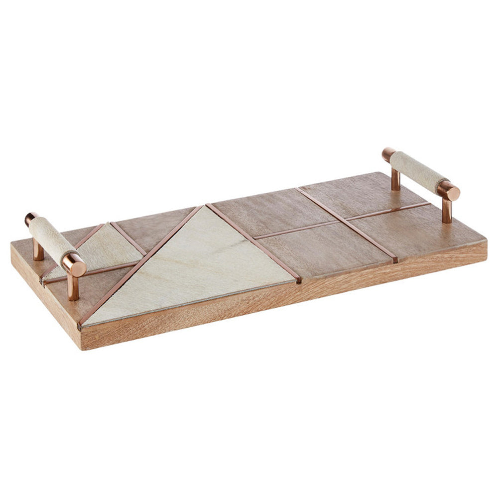 Product photograph of Olivia S Wooden Cowhide Tray from Olivia's