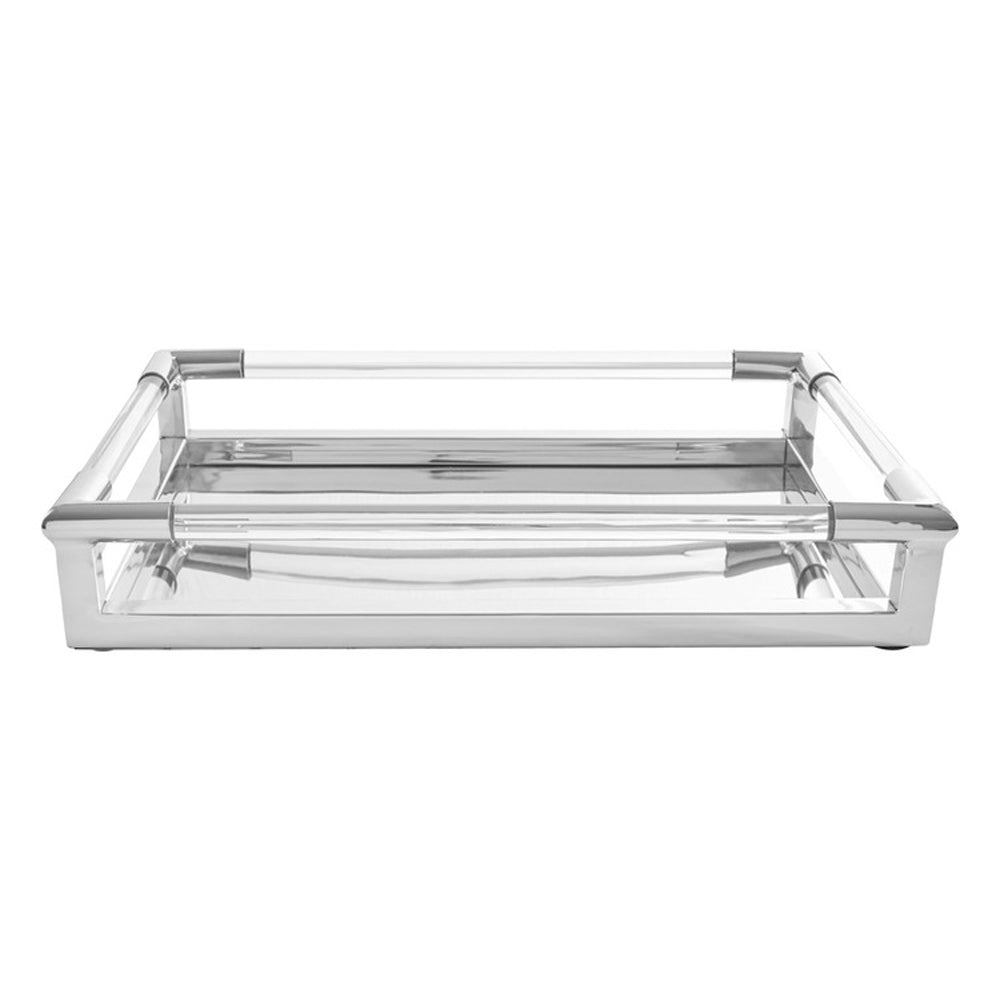 Product photograph of Olivia S Luxe Collection - Silver And Acrylic Tray from Olivia's