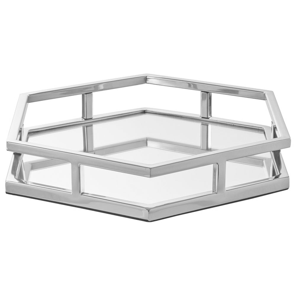 Product photograph of Olivia S Luxe Collection - Hexagonal Silver Mirror Tray from Olivia's