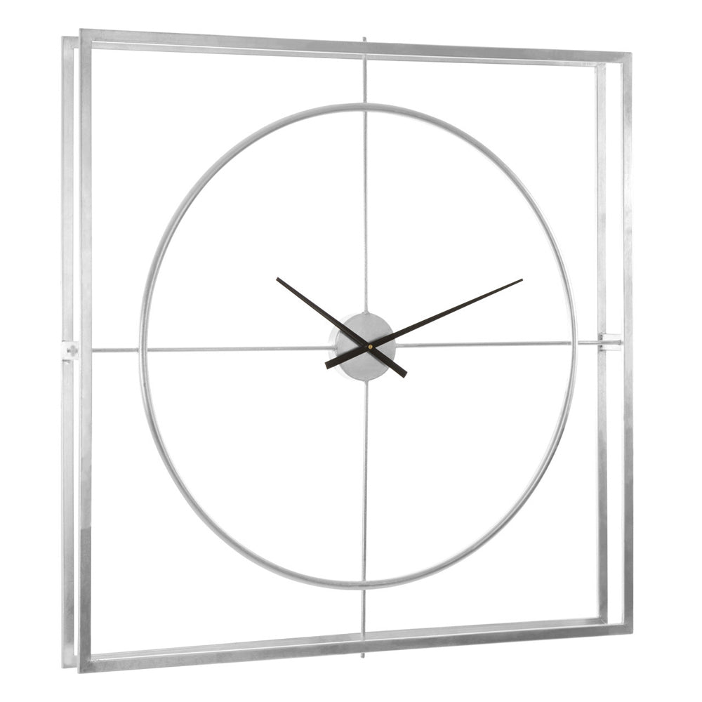 Product photograph of Olivia S Boutique Hotel Collection - Square Silver Metal Clock from Olivia's