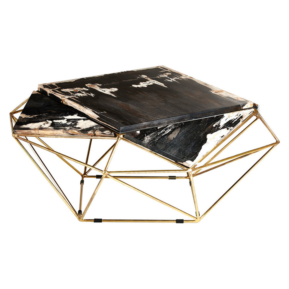Product photograph of Olivia S Natural Living Collection - Dark Petrified Geomtric Base Coffee Table from Olivia's