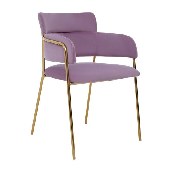 Product photograph of Olivia S Tara Dining Chair In Pink Velvet Gold Finish from Olivia's