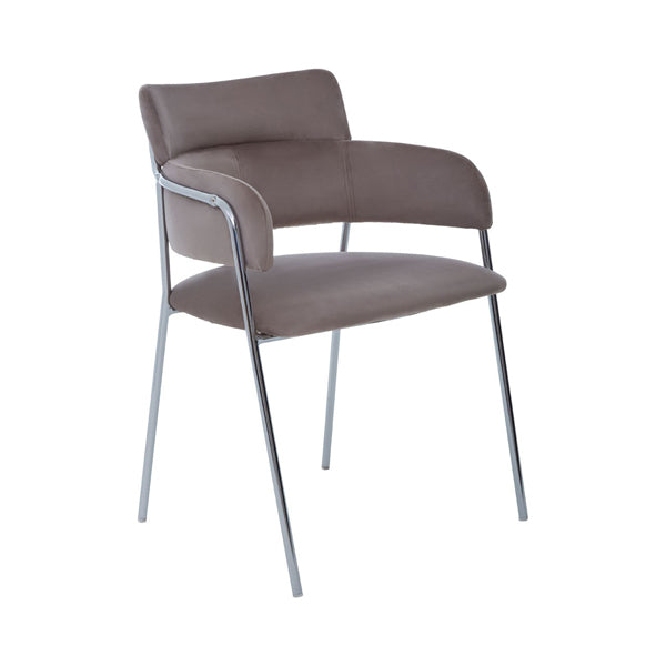 Product photograph of Olivia S Luxe Collection - Tara Dining Chair In Brown Velvet Chrome Finish from Olivia's