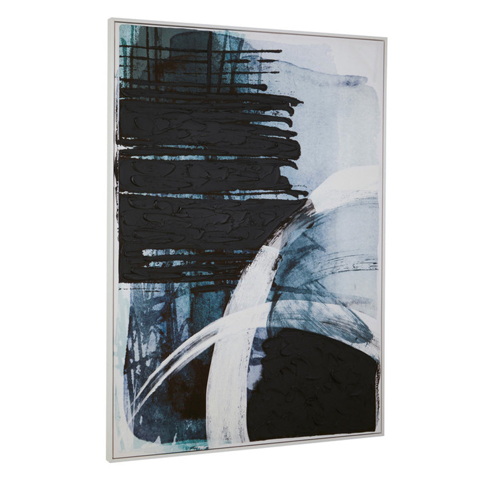 Product photograph of Olivia S Luxe Collection - Black And Blue Abstract Wall Art from Olivia's