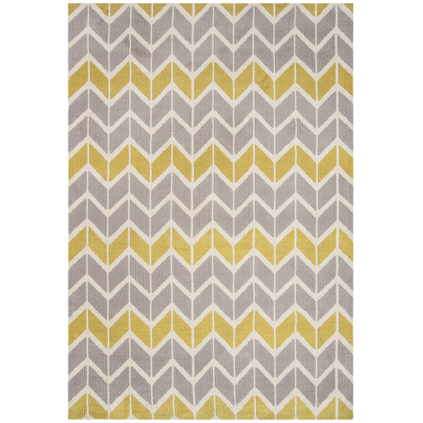 Asiatic Carpets Arlo Machine Knitted Rug Chevron Lemon Grey 160 X 230cm