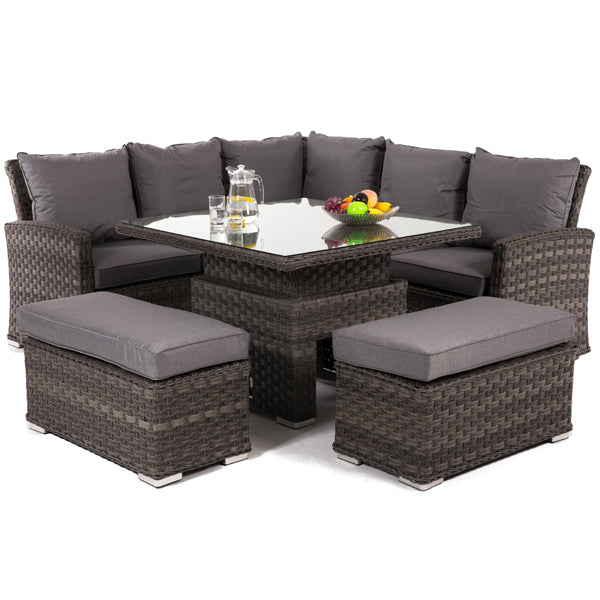 Product photograph of Maze Victoria Corner Outdoor Furniture Set With Rising Table In Brown from Olivia's.