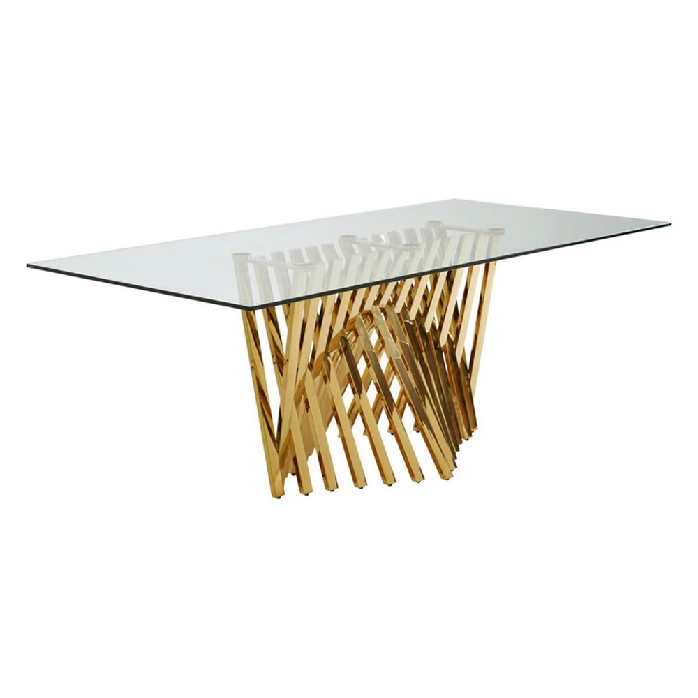 Product photograph of Olivia S Luxe Collection - Areo Gold Dining Table from Olivia's