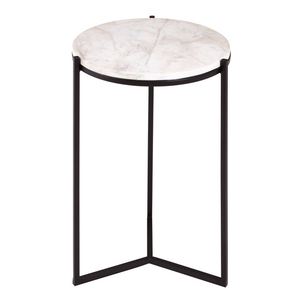 Olivias Stacie Side Table White Round Top Black Base