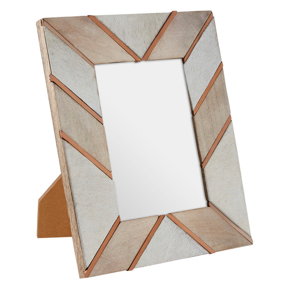 Product photograph of Olivia S Cowhide And Mango Wood Photo Frame 5x7 from Olivia's