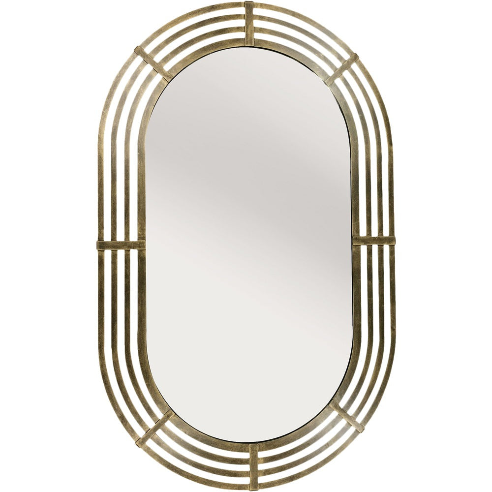 Product photograph of Libra Luxurious Glamour Collection - Lalique Oval Gold Metal Wall Mirror Large from Olivia's.