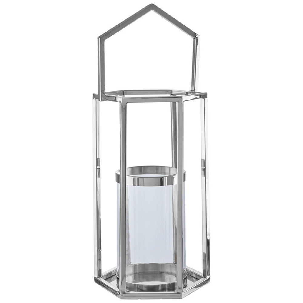 Product photograph of Olivia S Luxe Collection - Hexagonal Silver Lantern Large from Olivia's