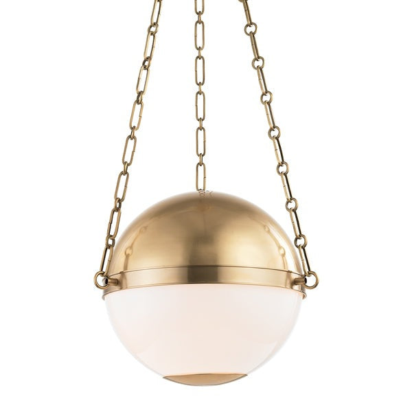 Product photograph of Hudson Valley Lighting Sphere No 2 Brass 2 Light Small Pendant from Olivia's