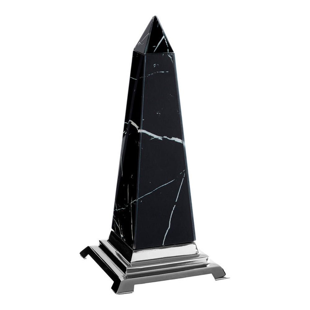 Product photograph of Olivia S Luxe Collection - Small Black Marble Effect Sculpture from Olivia's