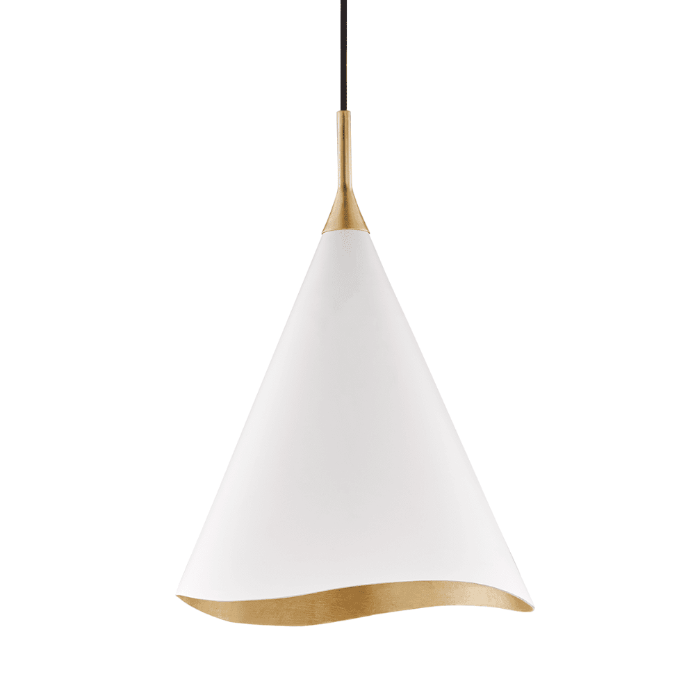 Product photograph of Hudson Valley Lighting Martini 1 Light Pendant In Off White Gold Leaf 18 Inch from Olivia's