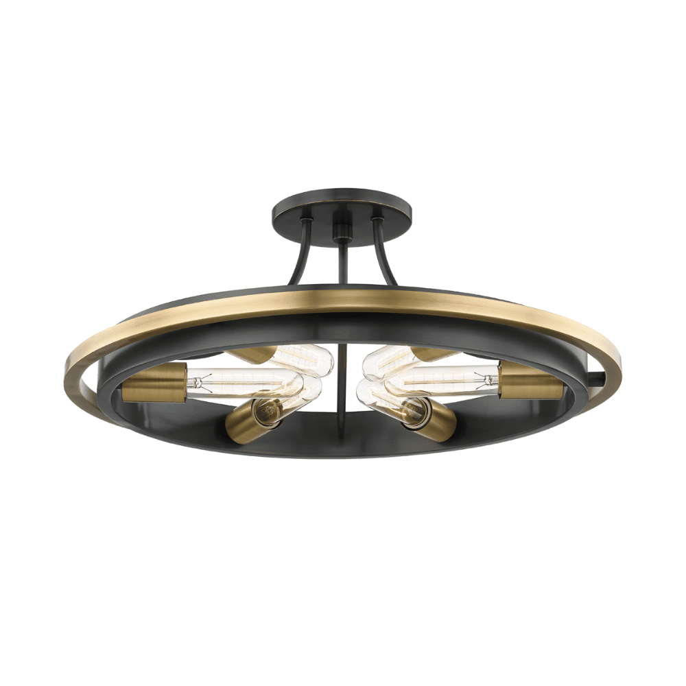 Product photograph of Hudson Valley Lighting Chambers 6 Light Flush Mount In Aged Old Bronze from Olivia's
