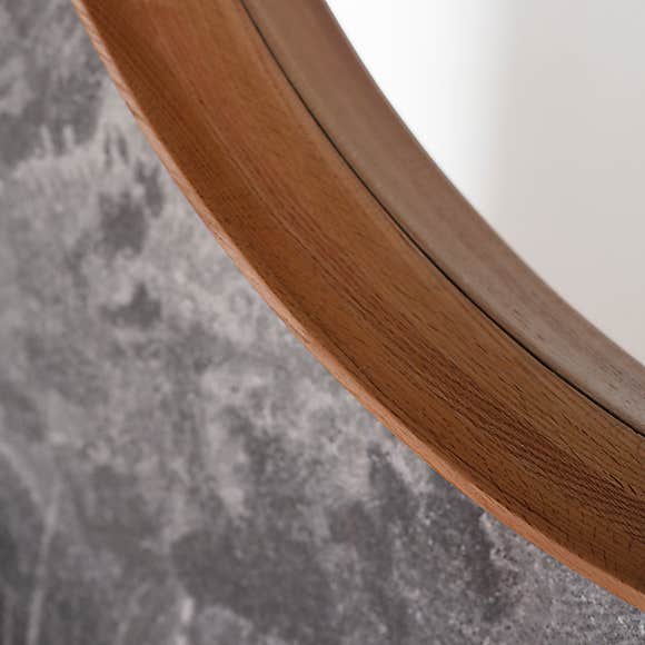 Product photograph of Gallery Interiors Keaton Round Mirror Walnut Small Round from Olivia's.