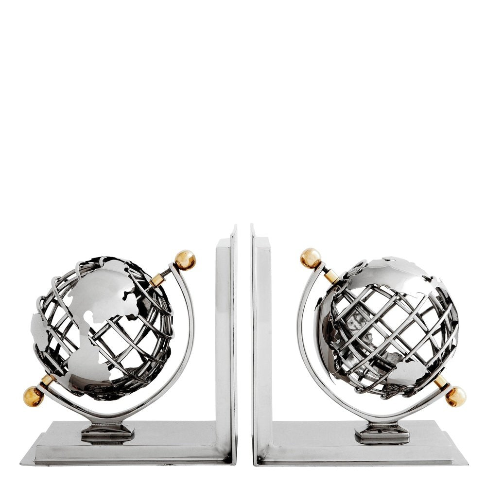 Product photograph of Eichholtz Set Of 2 Globe Bookend Nickel Finish And Polished Brass from Olivia's