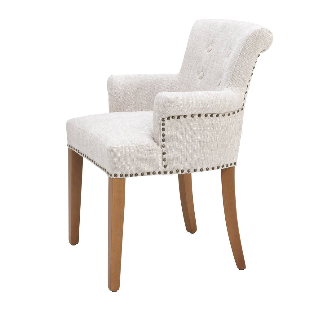 Product photograph of Eichholtz Key Largo Dining Chair Arm Off-white Linen from Olivia's.