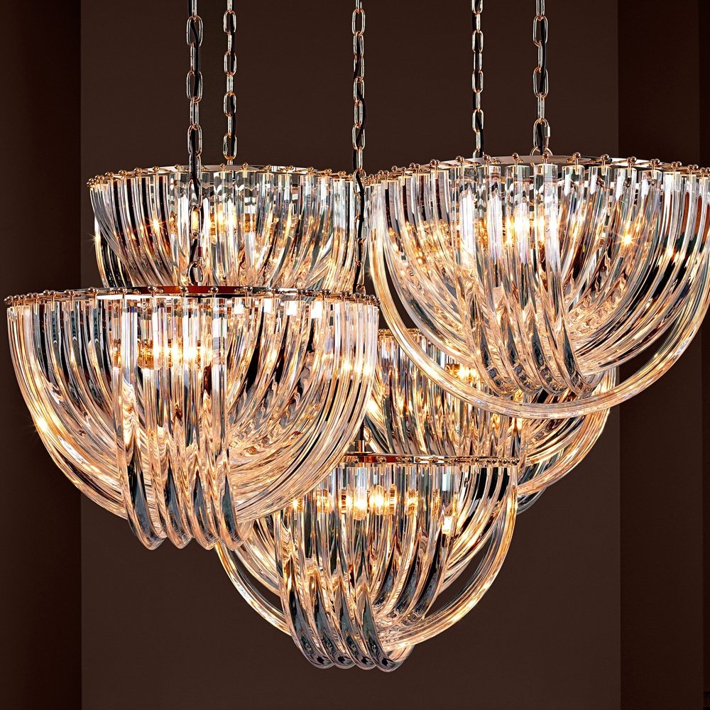 Product photograph of Eichholtz Murano Chandelier Nickel Finish from Olivia's.
