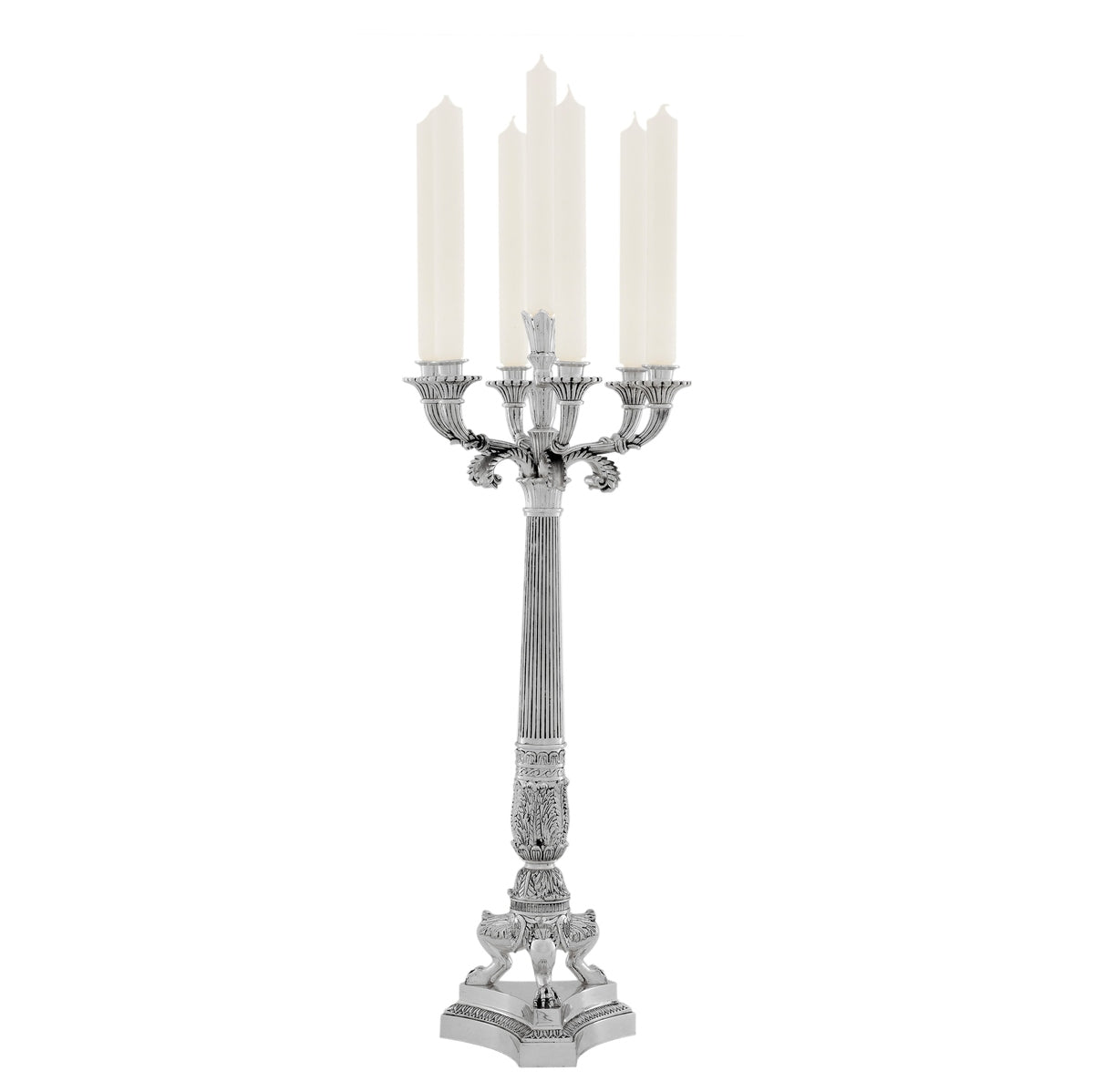 Product photograph of Eichholtz Jefferson Candle Holder Silver Lacquer Finish from Olivia's