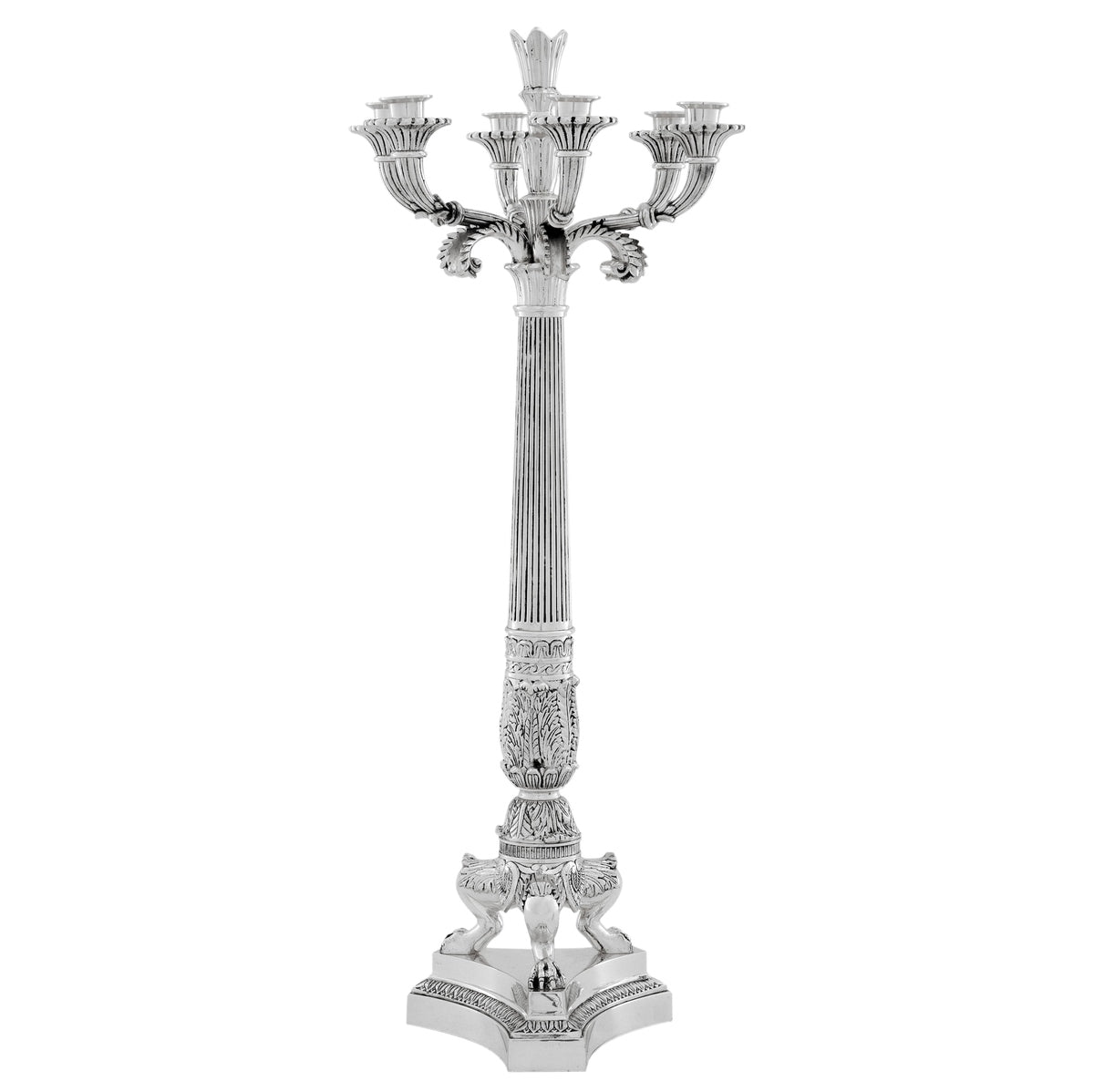 Product photograph of Eichholtz Jefferson Candle Holder Silver Lacquer Finish from Olivia's.