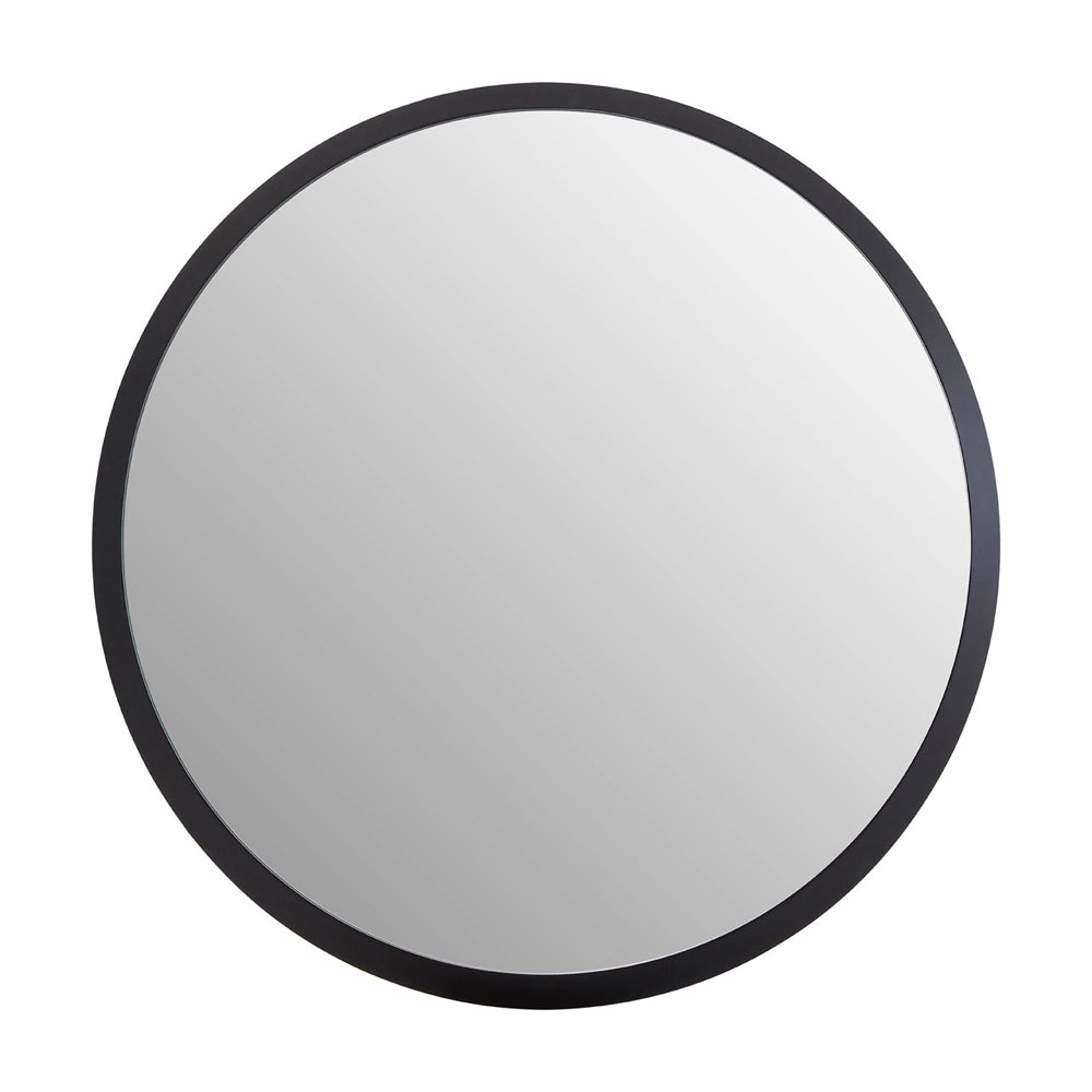 Olivias Soft Industrial Collection Large Round Wall Mirror In Black