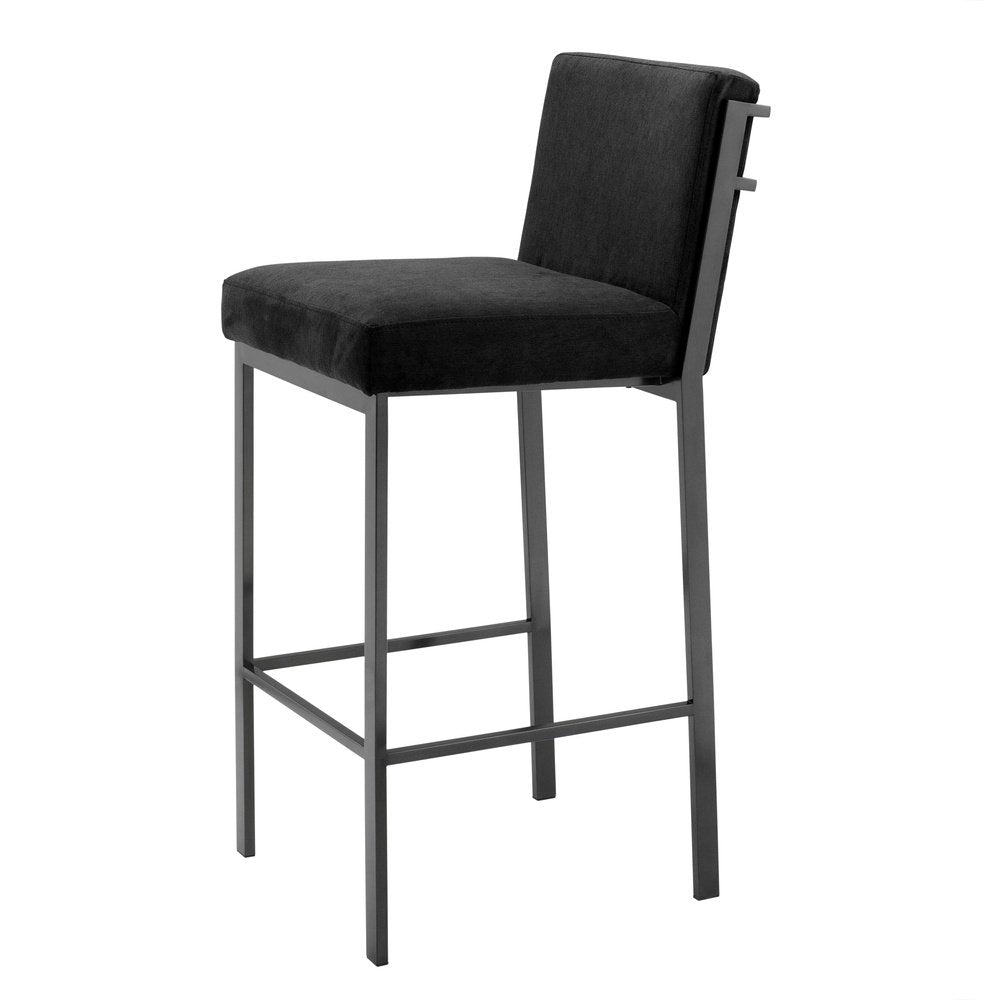 Product photograph of Eichholtz Scott Bar Stool Bronze Finish Black Velvet from Olivia's.