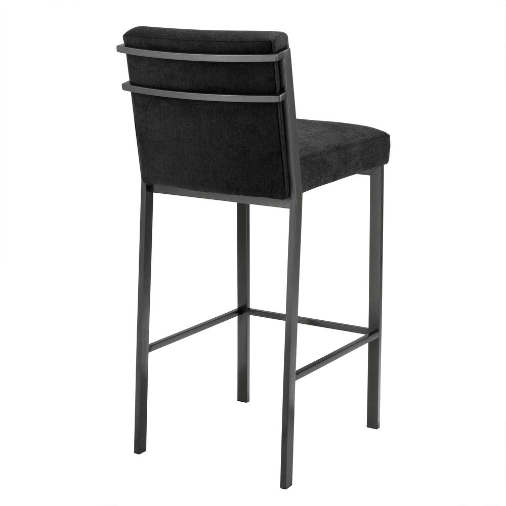 Product photograph of Eichholtz Scott Bar Stool Bronze Finish Black Velvet from Olivia's