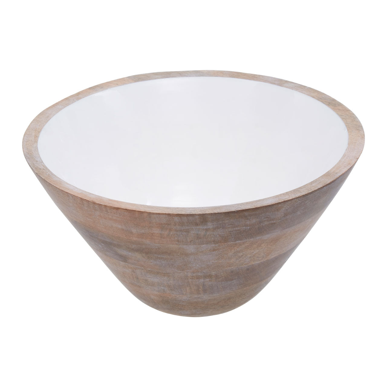 Product photograph of Olivia S Kira Large Rounded Bowl In Natural White Enamel from Olivia's