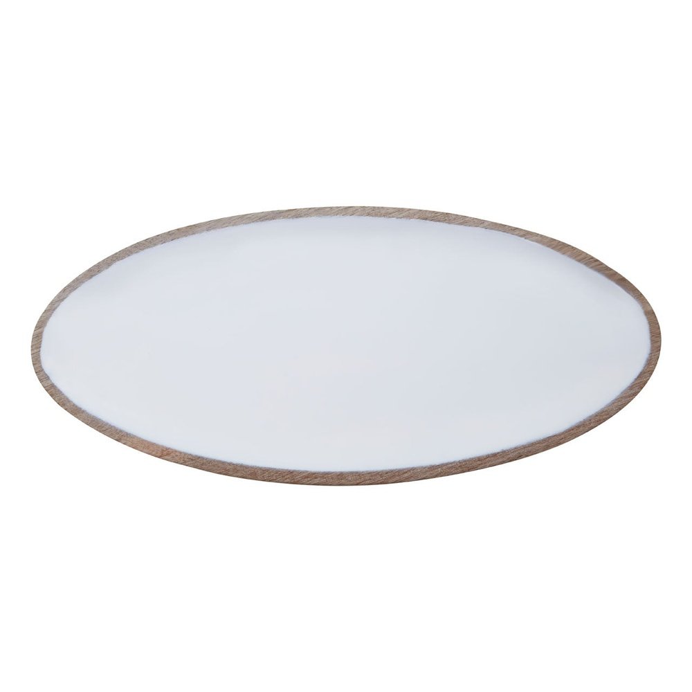 Product photograph of Olivia S Kira Oval Serving Dish In Natural White Enamel from Olivia's.