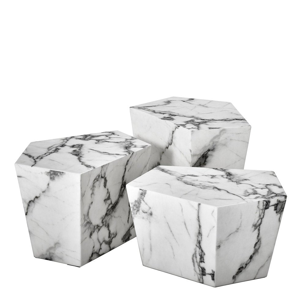 Eichholtz Prudential Coffee Table Set Of 3 White Faux Marble