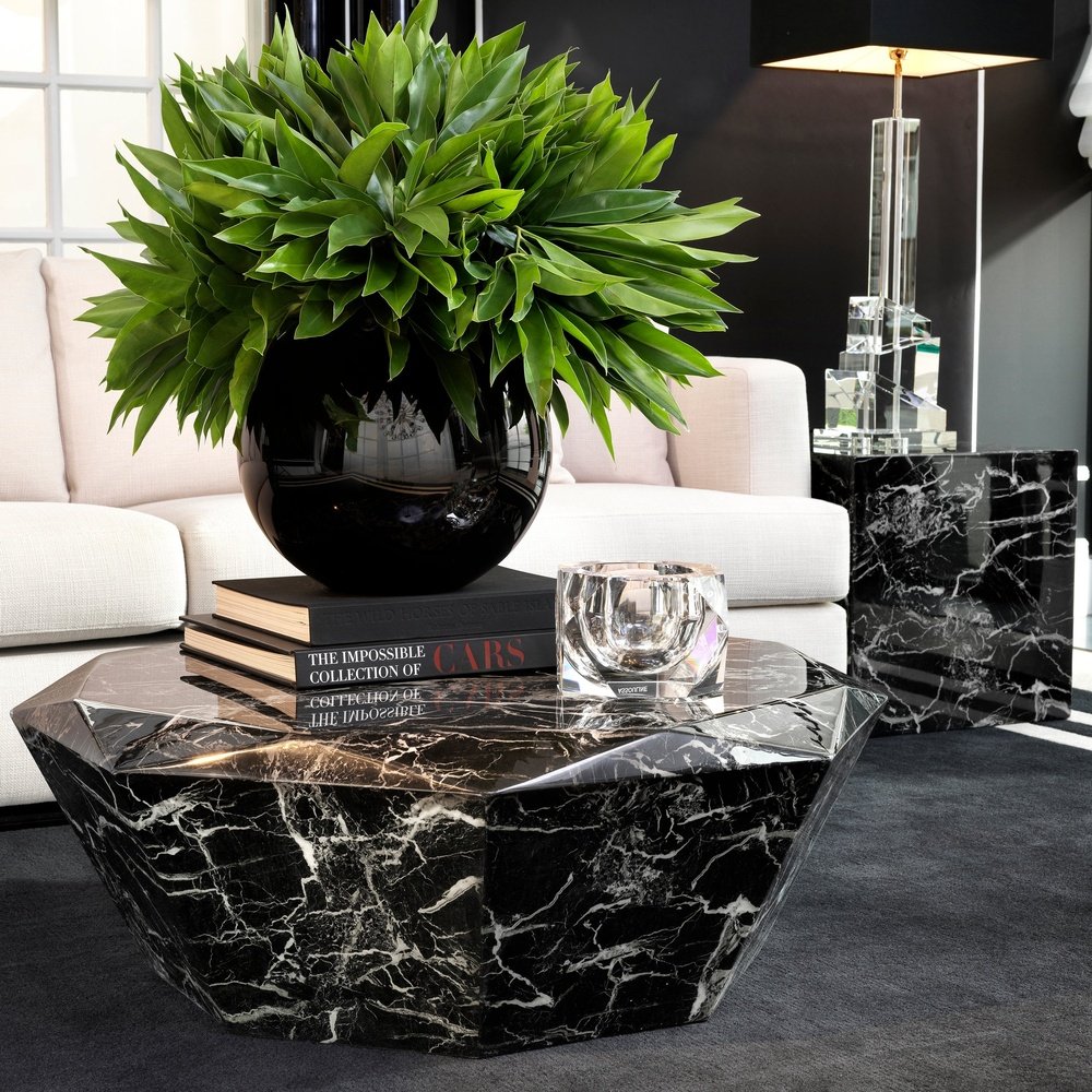 Product photograph of Eichholtz Diamond Coffee Table In Faux Black Marble from Olivia's.