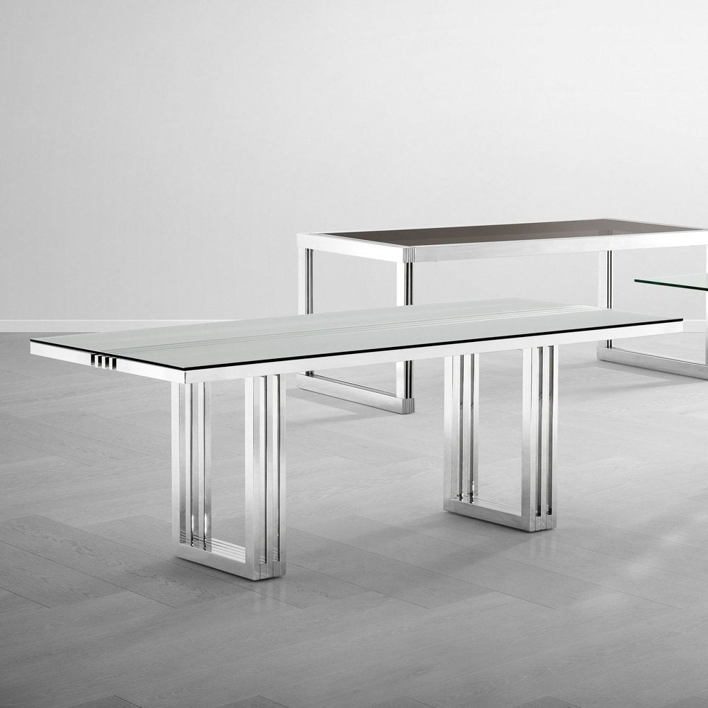 Product photograph of Eichholtz Garibaldi Dining Table In Chrome from Olivia's.