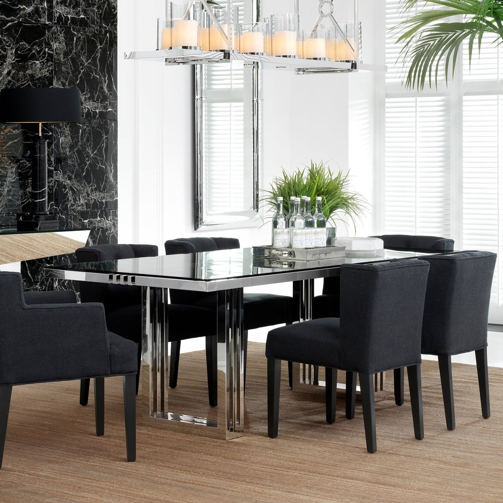 Product photograph of Eichholtz Garibaldi Dining Table In Chrome from Olivia's.