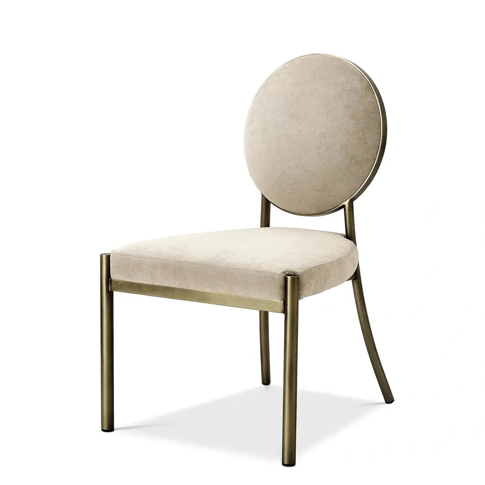 Product photograph of Eichholtz Scribe Dining Chair In Dark Brass Greige Velvet from Olivia's