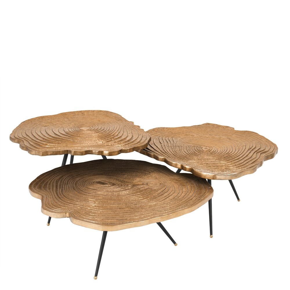 Product photograph of Eichholtz Set Of 3 Quercus Coffee Table Brass Finish from Olivia's.