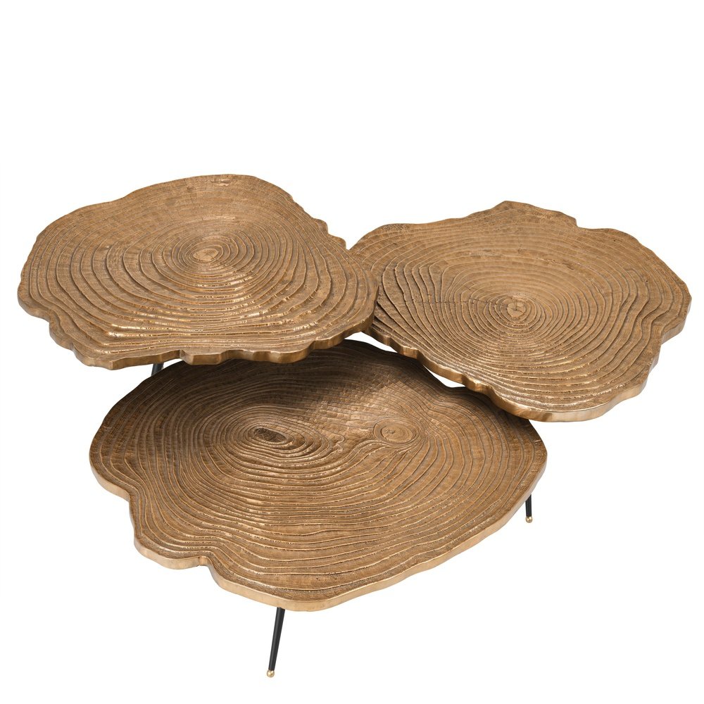 Product photograph of Eichholtz Set Of 3 Quercus Coffee Table Brass Finish from Olivia's.