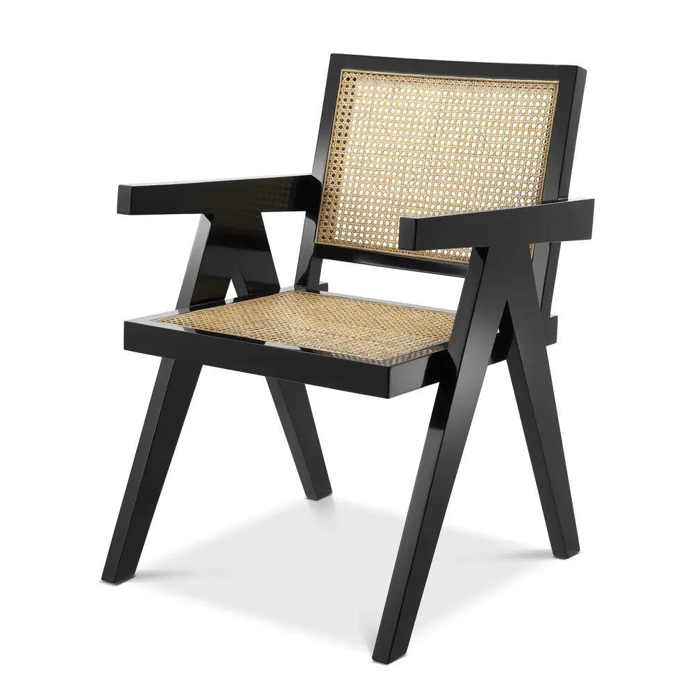 Product photograph of Eichholtz Adagio Dining Chair In Black Finish Natural Cane from Olivia's