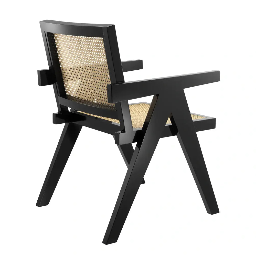 Product photograph of Eichholtz Adagio Dining Chair In Black Finish Natural Cane from Olivia's.