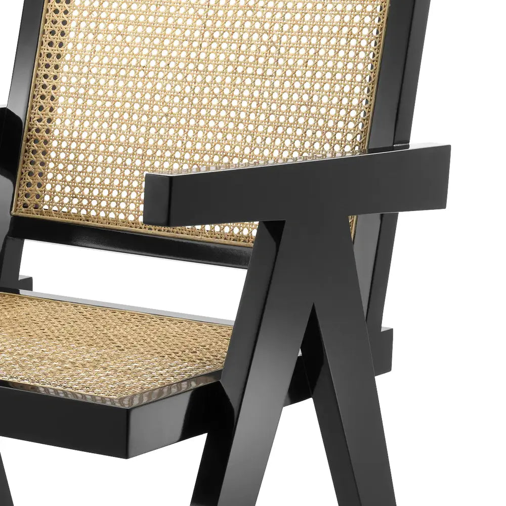 Product photograph of Eichholtz Adagio Dining Chair In Black Finish Natural Cane from Olivia's.