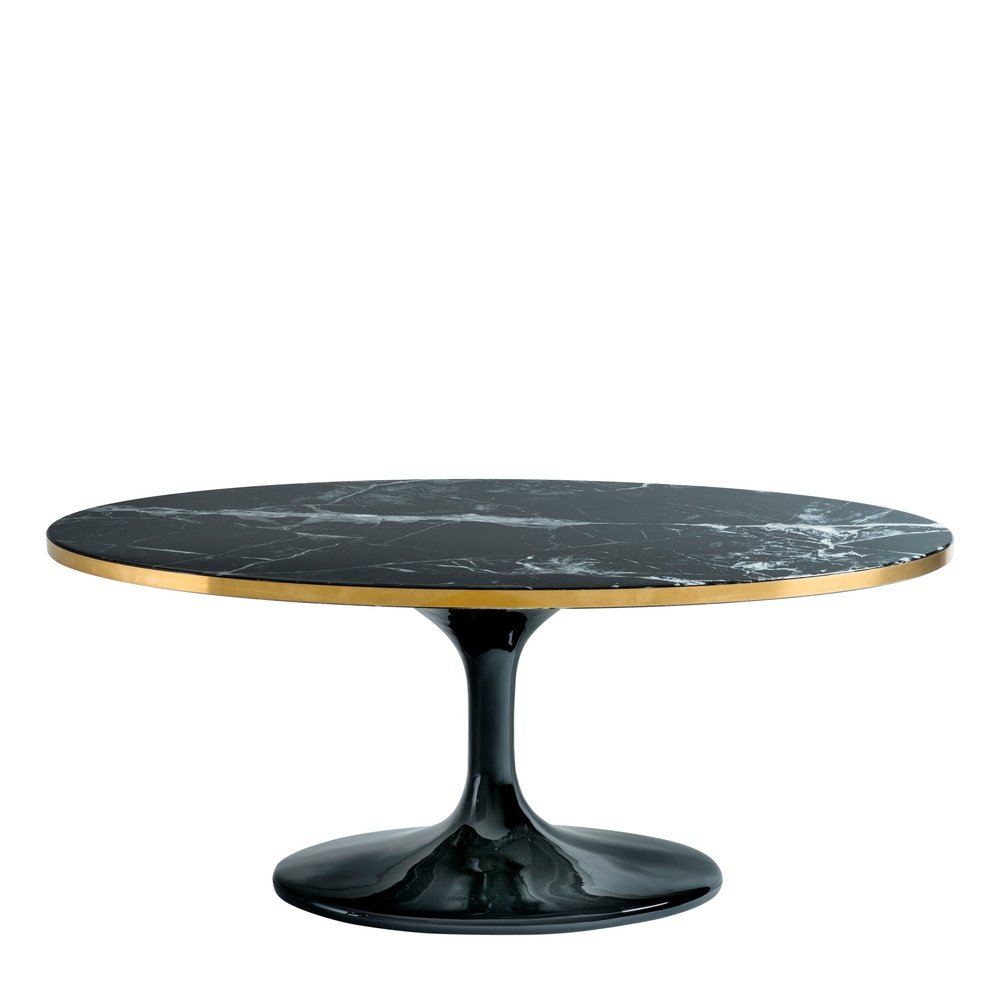 Product photograph of Eichholtz Parme Oval Coffee Table Black Faux Marble from Olivia's