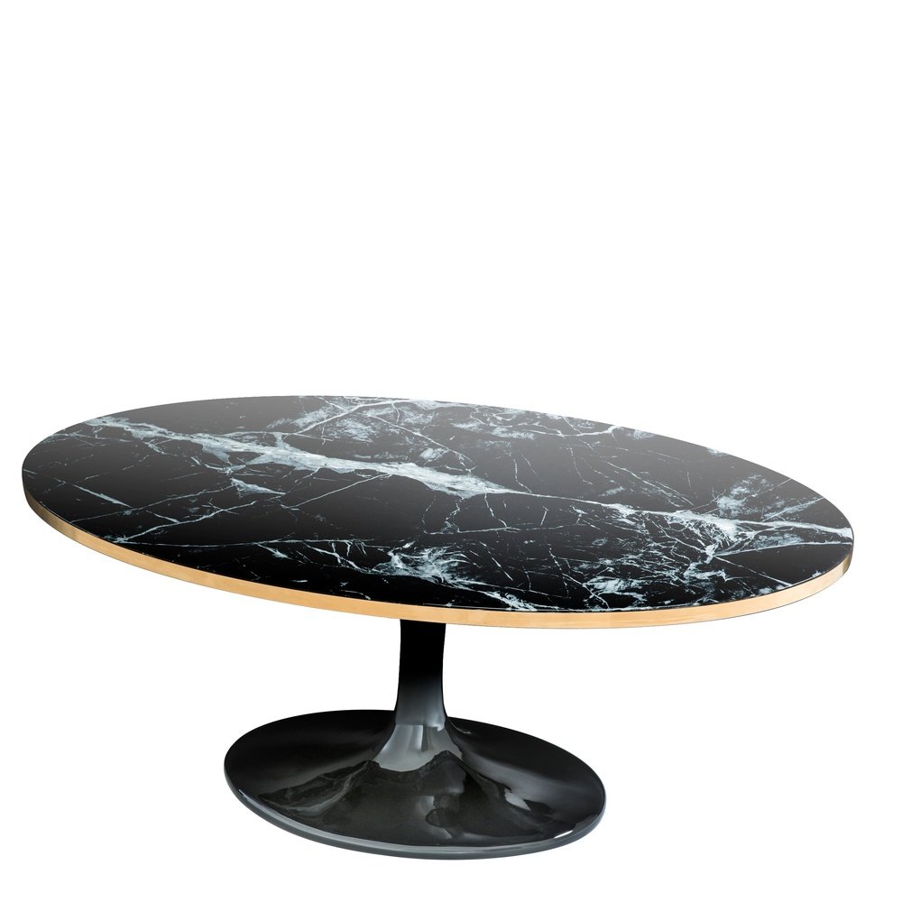 Product photograph of Eichholtz Parme Oval Coffee Table Black Faux Marble from Olivia's.