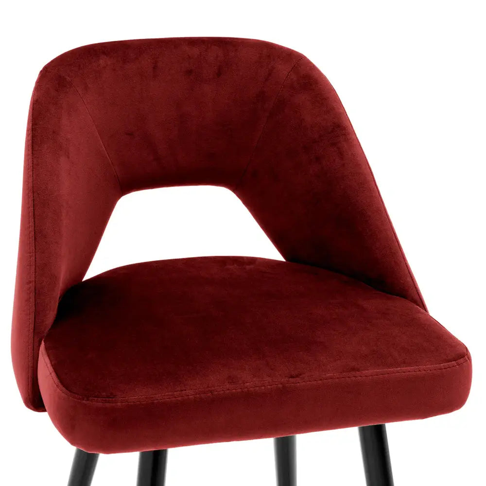 Eichholtz Avoria Bar Stool in Roche Bordeaux Red Velvet