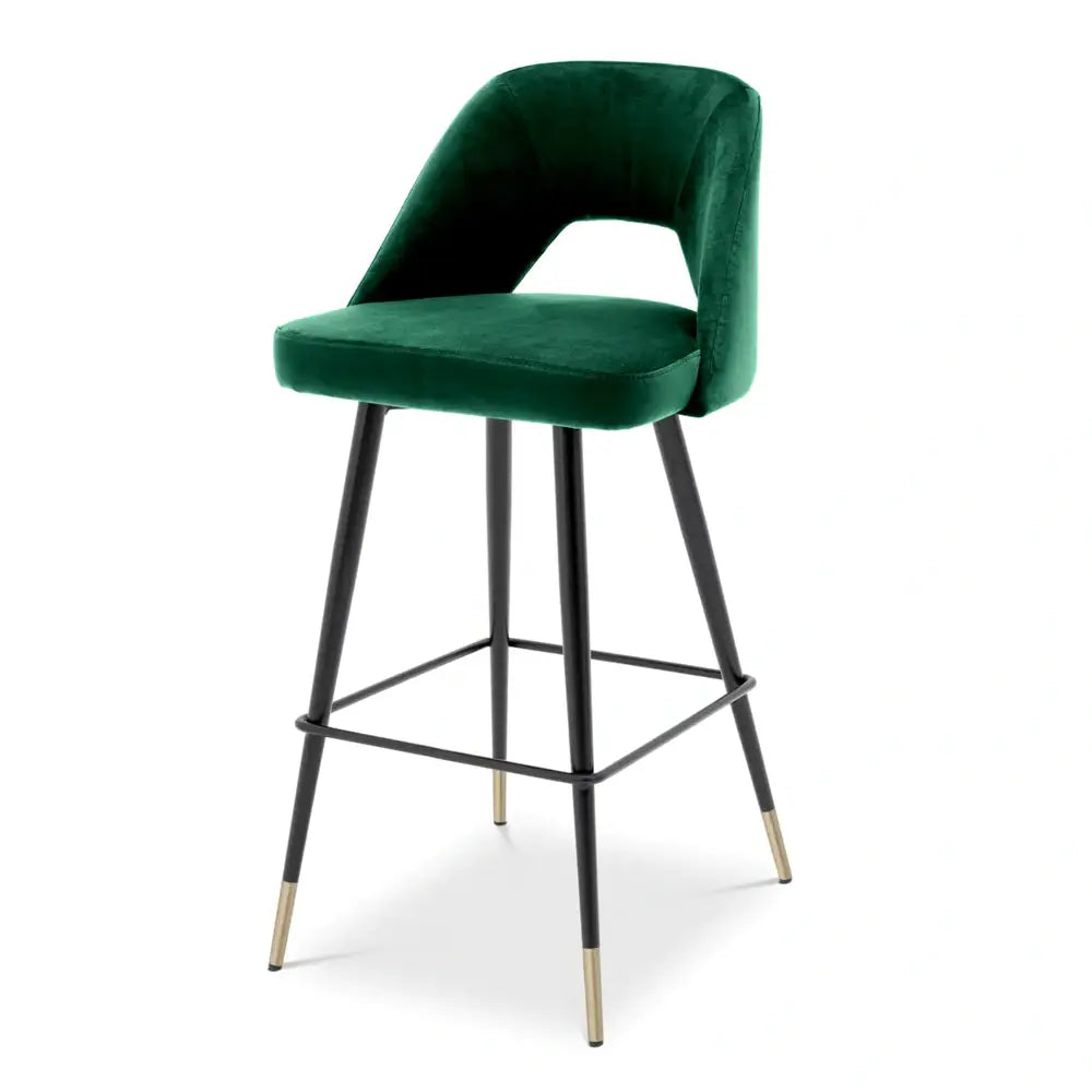 Product photograph of Eichholtz Avoria Bar Stool In Roche Green Velvet from Olivia's