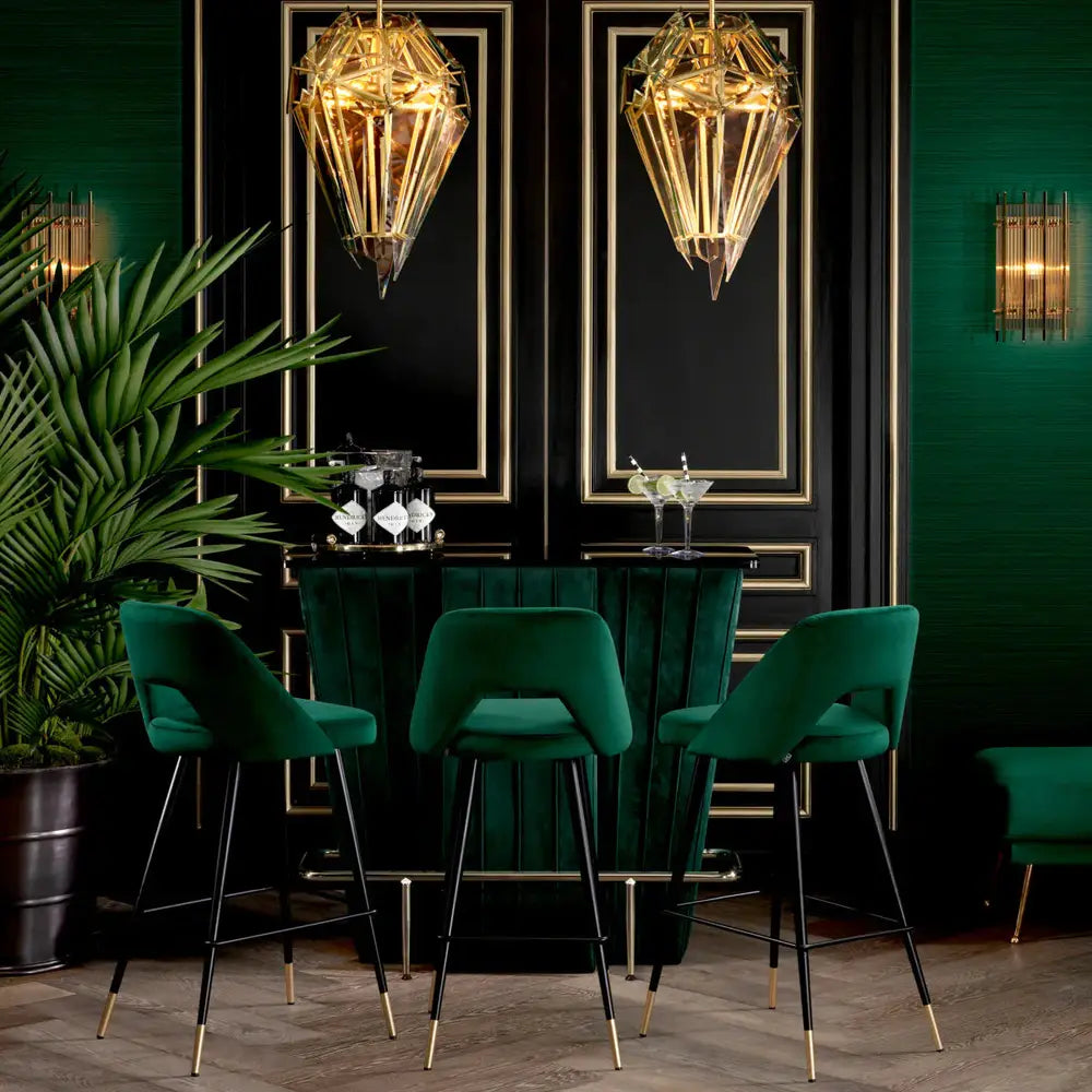 Product photograph of Eichholtz Avoria Bar Stool In Roche Green Velvet from Olivia's.