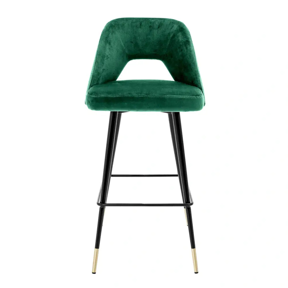 Product photograph of Eichholtz Avoria Bar Stool In Roche Green Velvet from Olivia's.